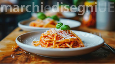 Un piatto di spaghetti al pomodoro con basilico e formaggio grattugiato