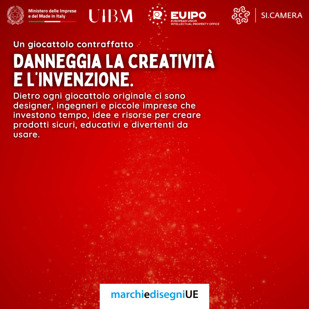 Sfondo rosso natalizio decorato con una pioggia di polvere luminosa dorata.