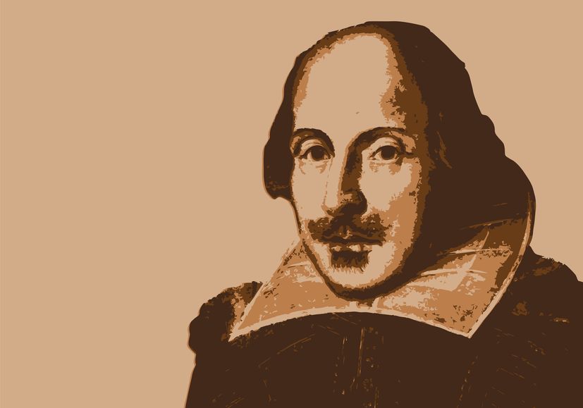 Ritratto disegnato di William Shakespeare, il famoso scrittore e drammaturgo inglese.